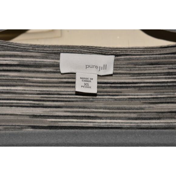 J. JILL $99 Long Sleeve V-Neck Cotton Tunic Top Slit Pockets Gray Stripe PXS - Picture 3 of 3